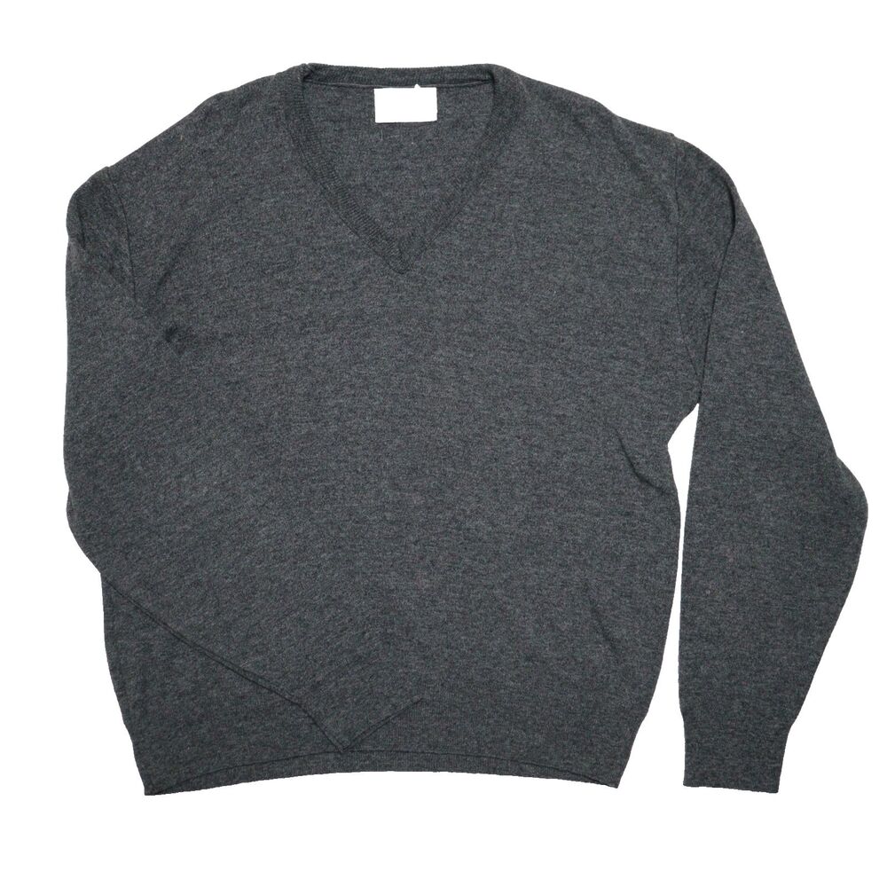 Vintage London Fog V Neck Pullover Sweater Mens XL Gray Acrylic USA Made Preppy‎